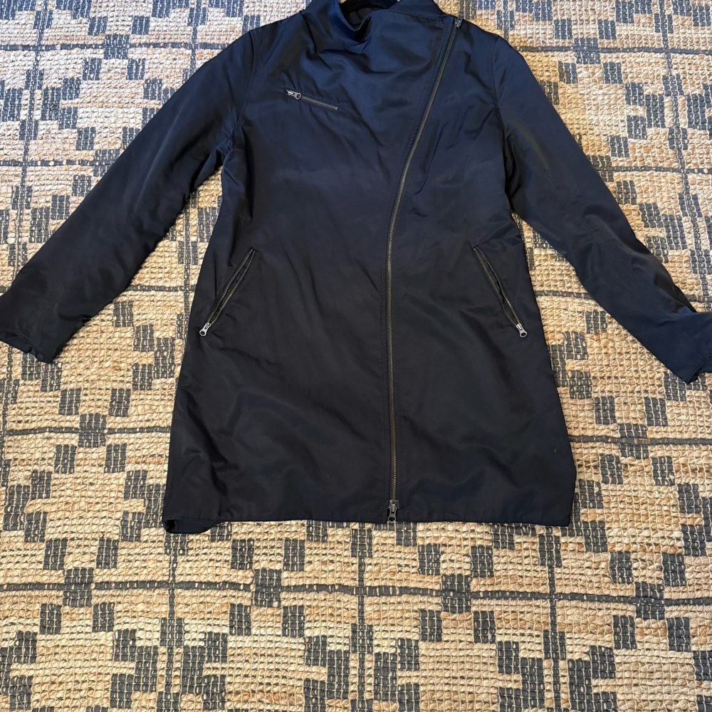 Eileen Fisher asymmetrical zipper long Black Jacket size medium